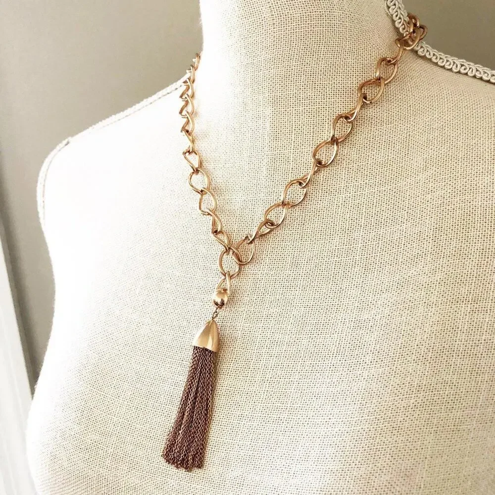 Baublebar Rose Gold Chain Tassel Necklace